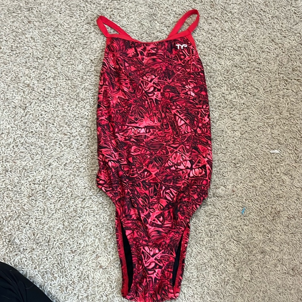 TYR red patterned suit